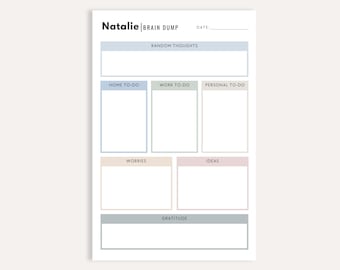 Personalized Brain Dump Notepad, Custom Tracker Pad, ADHD-Friendly Mind Clearing Tool