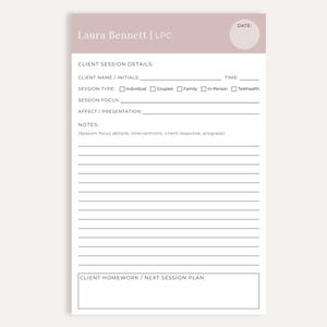 Personalized Therapist Notepad, Client Therapy Notes Pad, LPC Gift