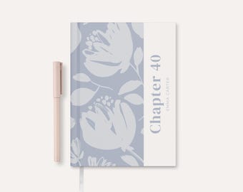 40th Birthday Journal, Custom Name & Age Hardcover Diary, Personalized Floral Notebook, Gift for Her