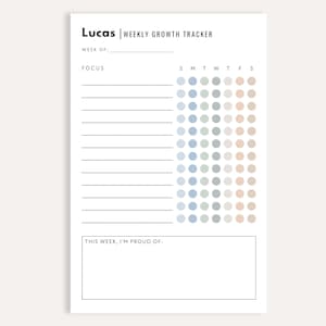 Personalized Weekly Growth Behavior Chart Notepad, Custom Tracker Pad, Positive Behavior Tool