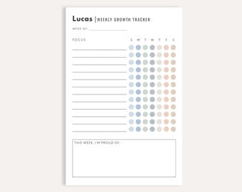 Personalized Weekly Growth Behavior Chart Notepad, Custom Tracker Pad, Positive Behavior Tool