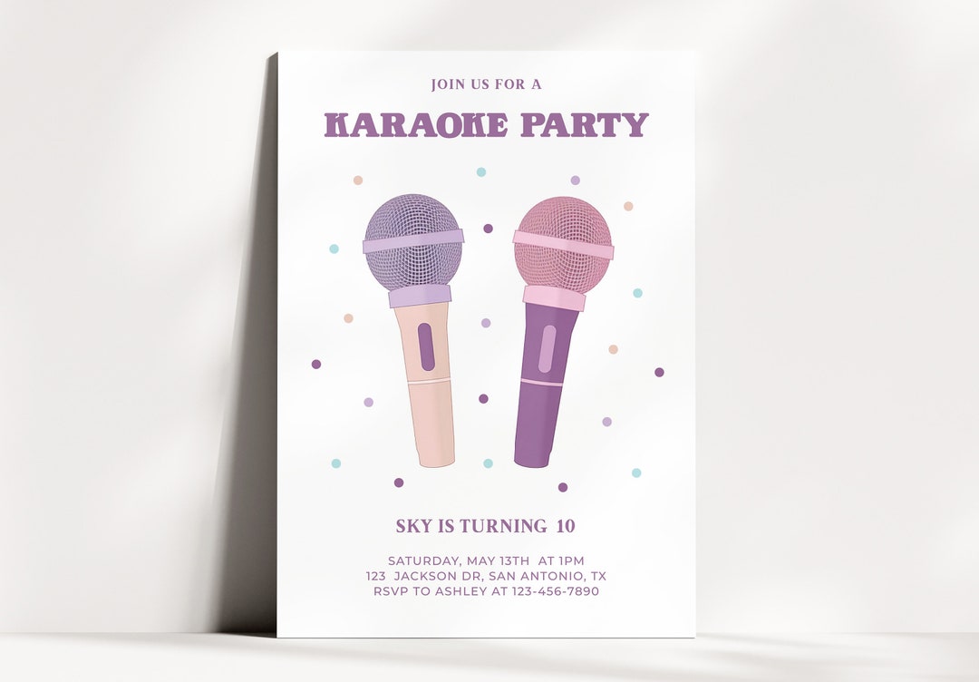 Karaoke Birthday Invitation Karaoke Birthday Invite Karaoke Birthday