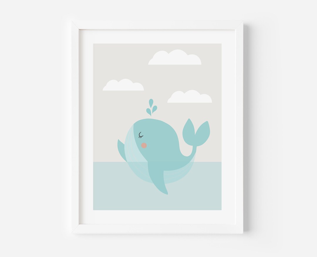 Printable Whale Wall Art Cute Whale Wall Art Kids Room Wall Art Kids ...