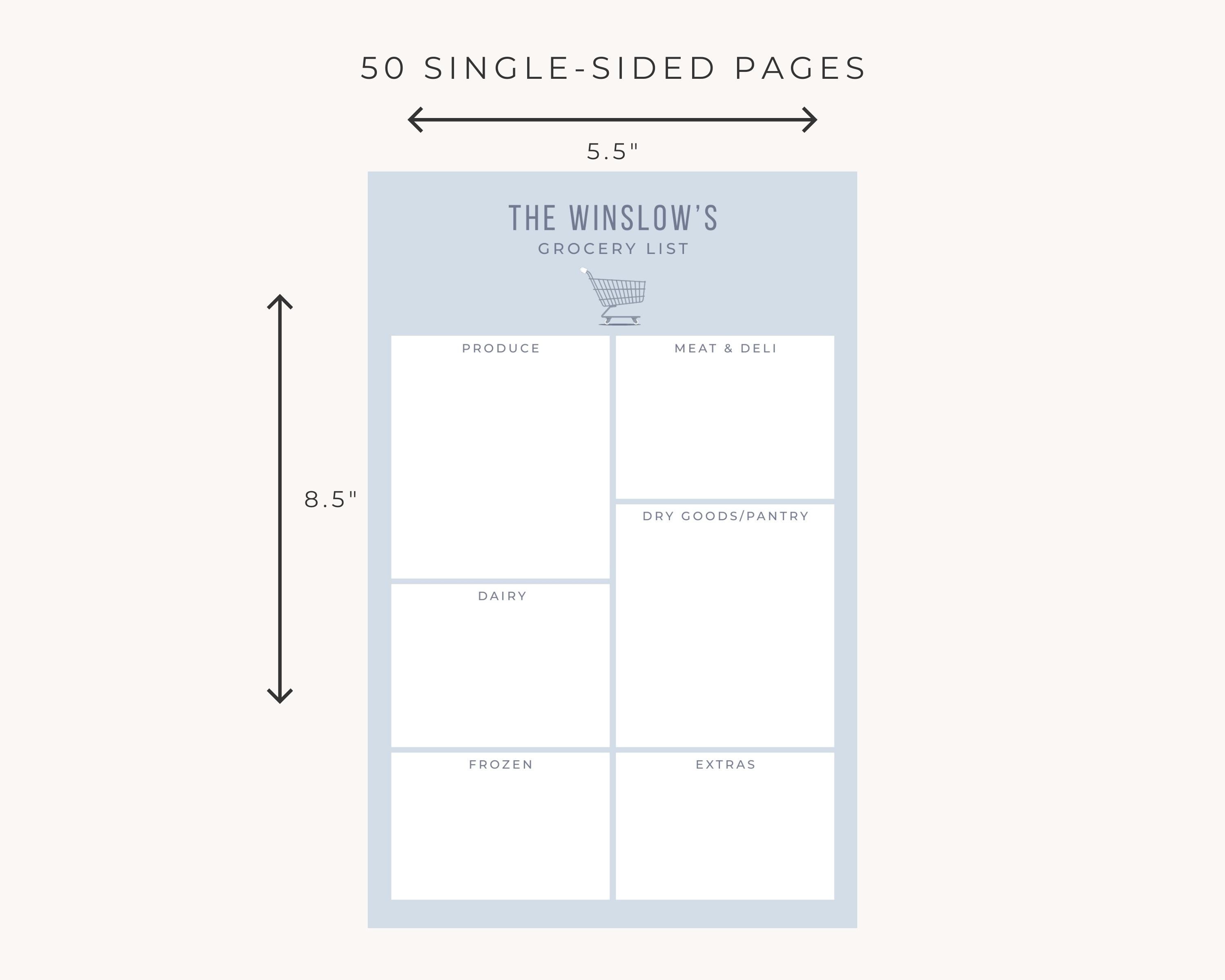 Personalized Grocery List Notepad: Custom Stationery, 50-sheet Memo Pad ...