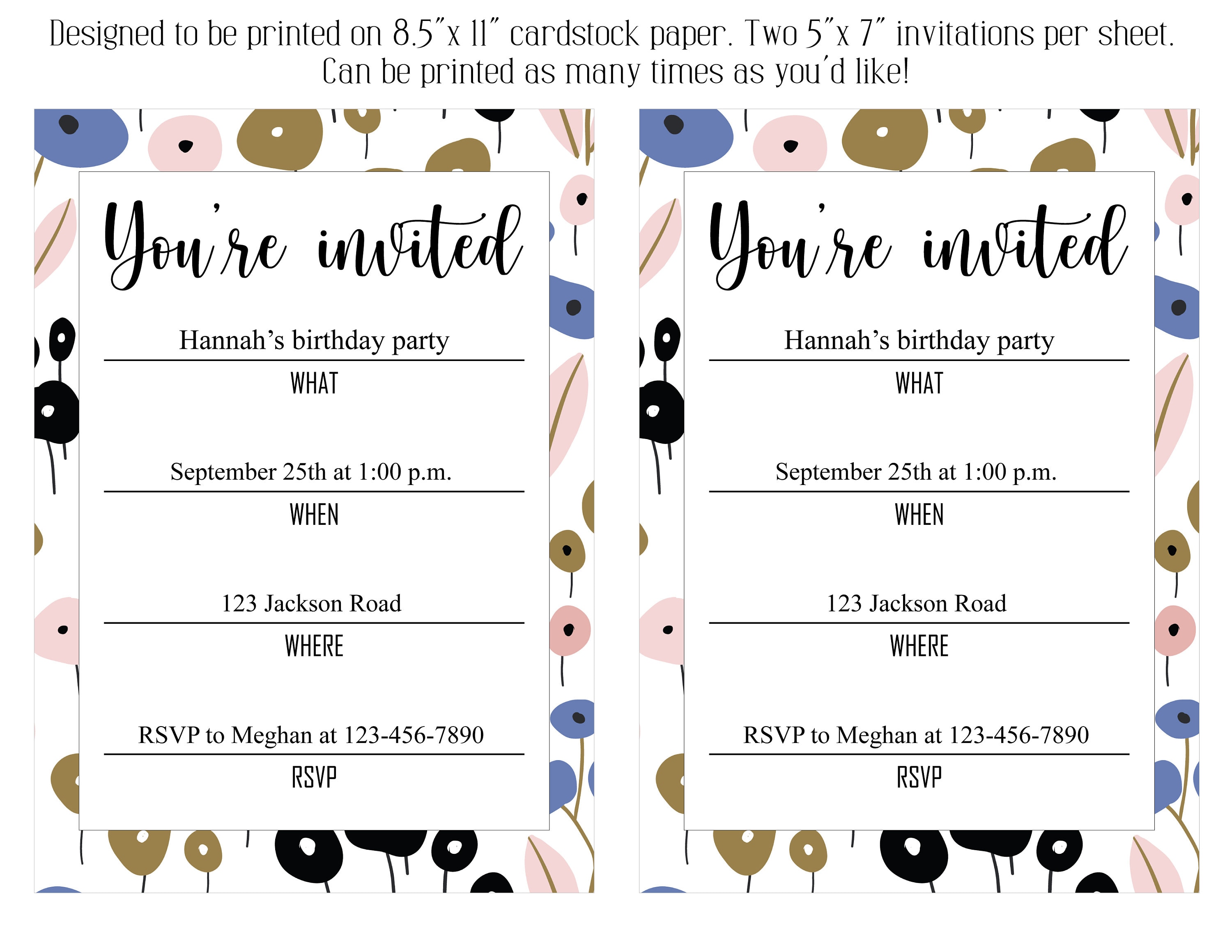 You're Invited Printable and Editable Invitation Fill | Etsy