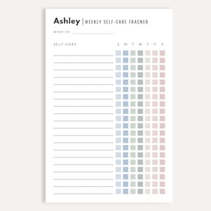 Personalized Weekly Self-Care Tracker Notepad, Custom Tracker Pad, Wellness Planning Tool