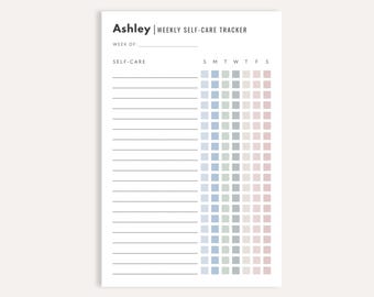 Personalized Weekly Self-Care Tracker Notepad, Custom Tracker Pad, Wellness Planning Tool