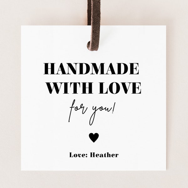 Handmade With Love Gift Tag • Tag for Handmade Gift • Handmade With Love for You Tag • Minimalist Handmade With Love Gift Tag