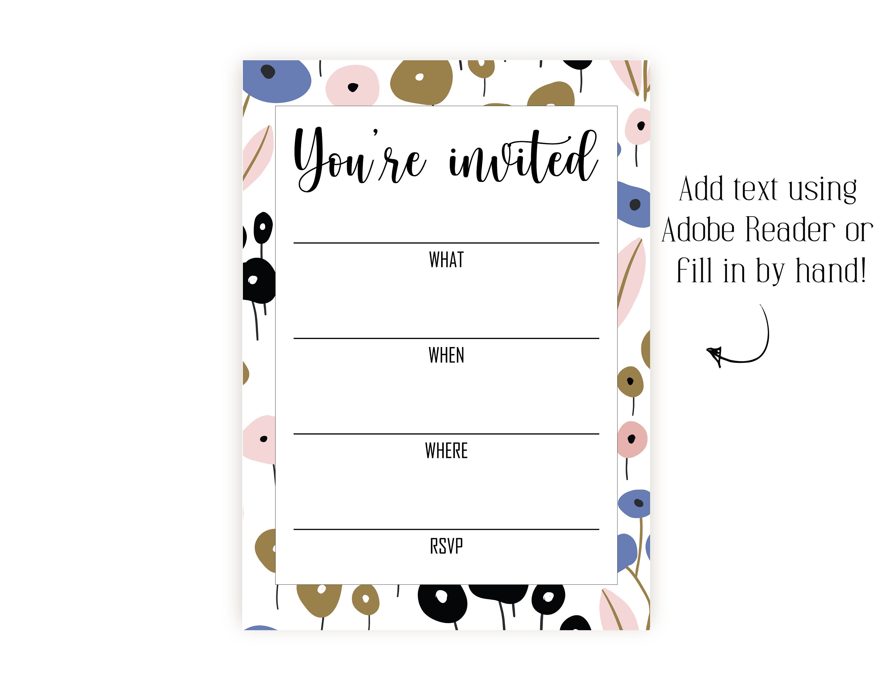 Printable and Editable You're Invited Invitation Fill in Etsy UK
