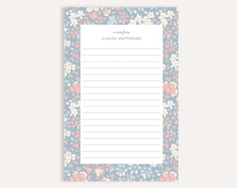 Personalized Floral Notepad: Custom Stationery Gift for Teacher or Mom