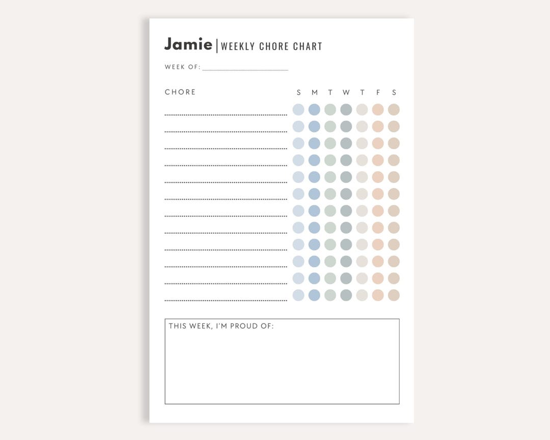 Personalized Weekly Chore Chart Notepad, Kids Responsibility Helper ...