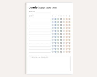 Personalized Weekly Chore Chart Notepad, Kids Responsibility Helper, Custom Tracker Pad