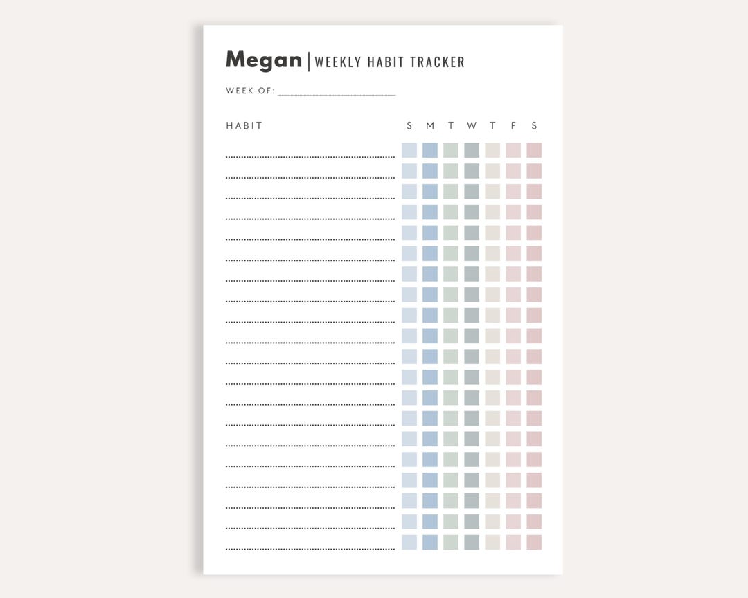 Personalized Weekly Habit Tracker Notepad, Custom Tracker Pad, Minimal ...