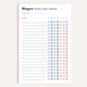 Personalized Weekly Habit Tracker Notepad, Custom Tracker Pad, Minimal Desk Gift