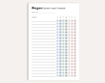 Personalized Weekly Habit Tracker Notepad, Custom Tracker Pad, Minimal Desk Gift