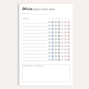 Personalized Weekly Chore Chart Notepad, Kids Responsibility Helper, Custom Tracker Pad, Family Organization Tool