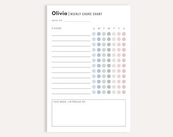 Personalized Weekly Chore Chart Notepad, Kids Responsibility Helper, Custom Tracker Pad, Family Organization Tool
