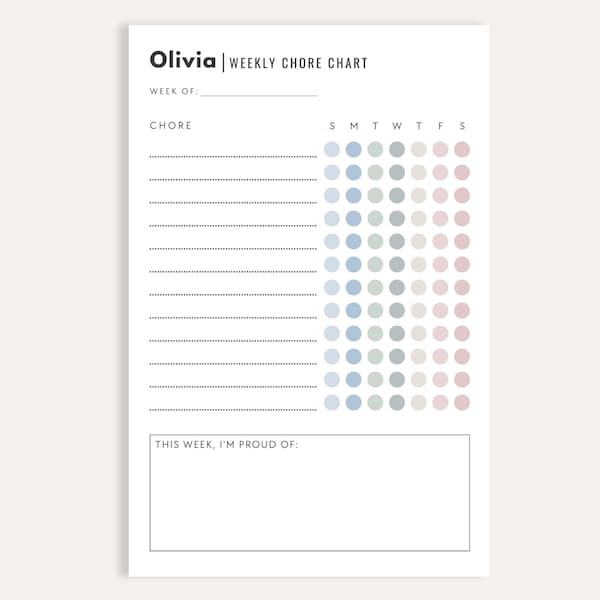Personalized Weekly Chore Chart Notepad, Kids Responsibility Helper, Custom Tracker Pad, Family Organization Tool