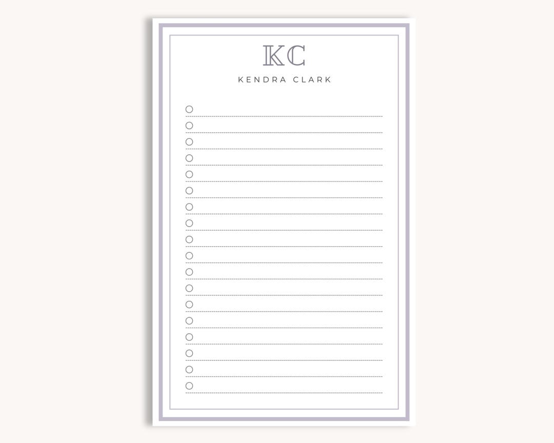 Personalized Checklist Notepad, Custom Monogram to Do List, Stationery ...