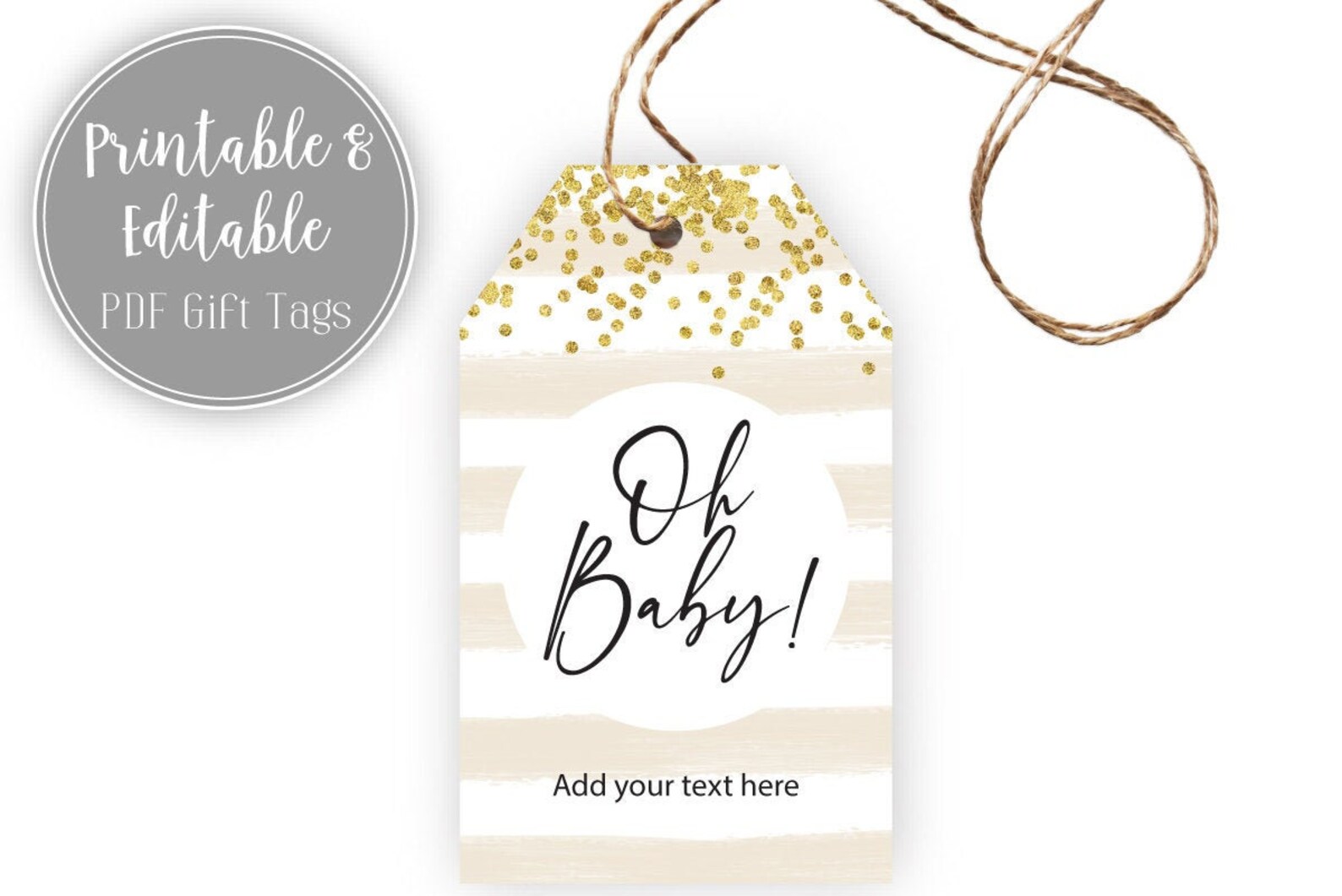 Editable and Printable Oh Baby Gift Tags Baby Shower Favor | Etsy