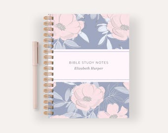 Personalized Bible Study Notes Notebook, Custom Name Church Notes Book, Christian Gift For Her