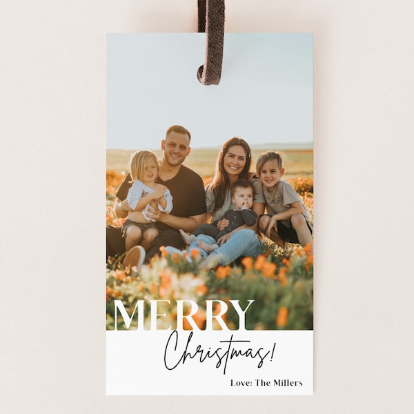 Photo Merry Christmas Gift Tag • Photo Merry Christmas Tags • Photo Christmas Tags • Modern Photo Christmas Tags