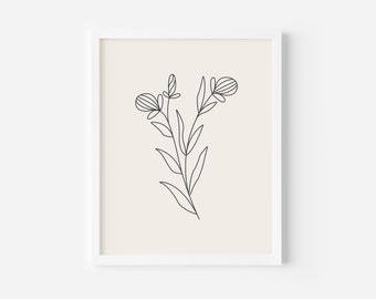 Printable Floral Line Art • Floral Wall Art • Wildflower Wall Art • Minimalist Wall Art • Line Art • Printable Wall Art  • Modern Art