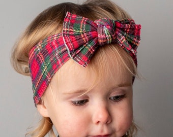 Luxury Christmas Baby Headband | Baby Bow | Christmas Bow | Headband For Baby Girl | Plain Tartan