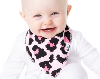 Leopard Print Baby Bib Luxury Bandana Dribble Bib Pink Bib
