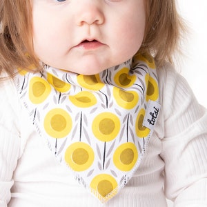 Sunflower Bib Luxury Organic Quilted Baby Bib Bandana Dribble Bib image 2