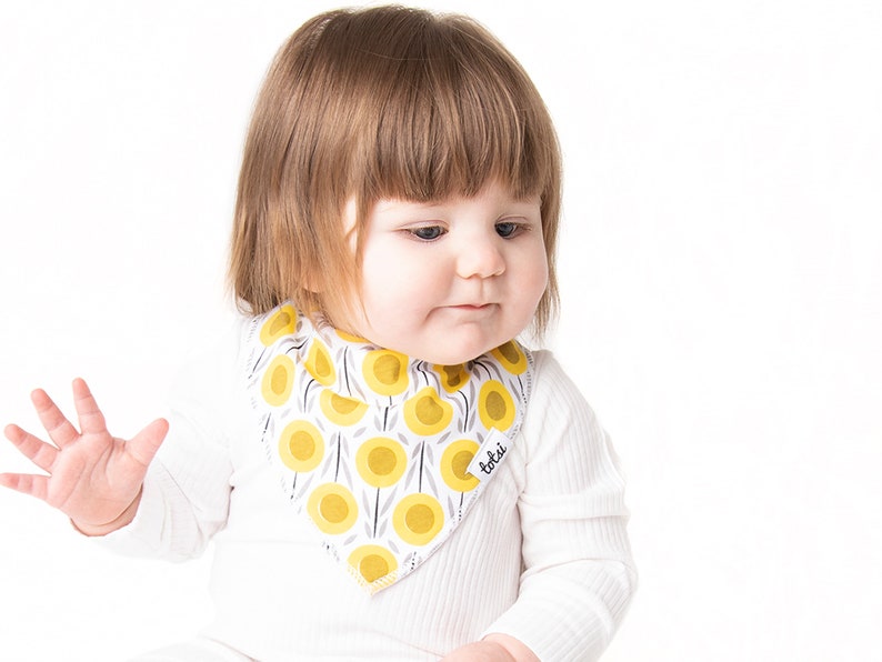 Sunflower Bib Luxury Organic Quilted Baby Bib Bandana Dribble Bib image 3