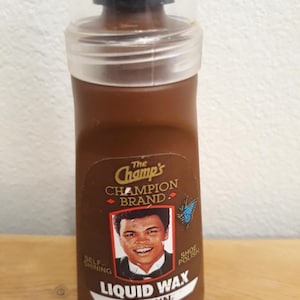 Muhammad Ali &quot;The Champs&quot; Champion Brand Liquid Waz Brown Shoe Polish 2.5 Fl Oz