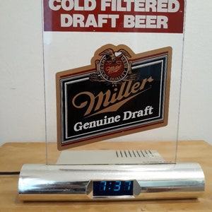 Vintage 1988 MILLER Genuine Draft Beer Advertising Light & Digital Clock Works Great!