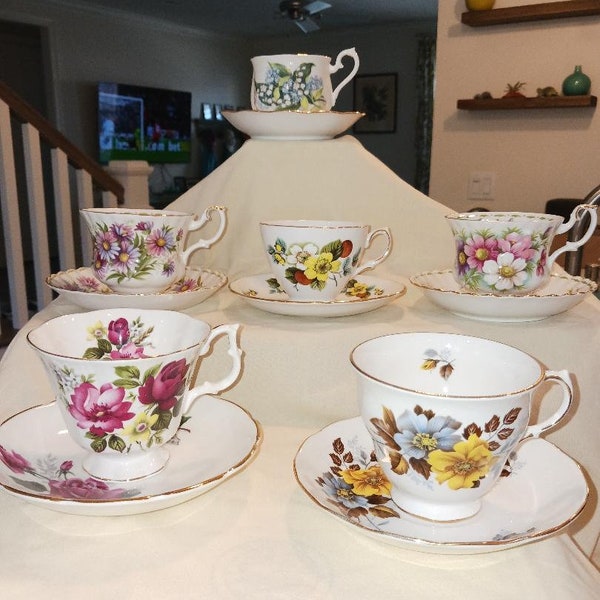 BONE CHINA!  Beautiful, Timeless, Vintage British Bone China Tea Cups & Saucers - Buy More Save More