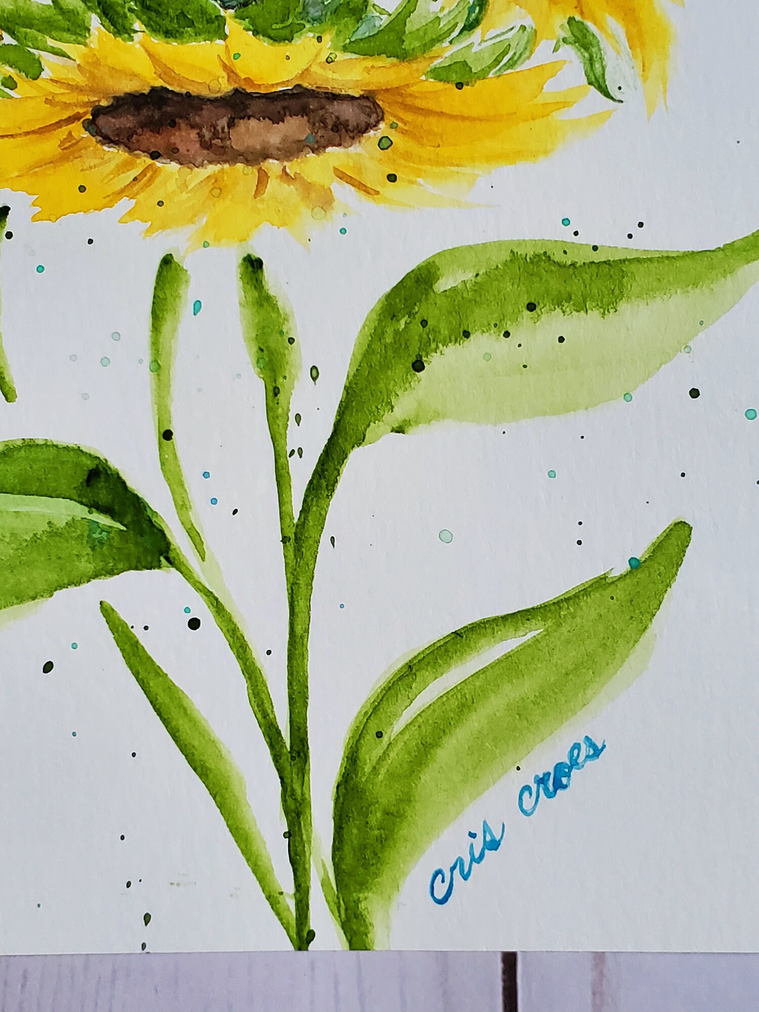 Sunflower Kiss ORIGINAL Watercolor 5 X 7 One of Its Kind Etsy UK