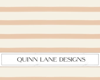 Watercolor Pink Stripes Seamless Pattern, Cream Background (Digital Download)