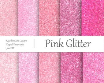 Pacchetto di carta digitale glitter rosa / Sfondi scintillanti (download digitale)