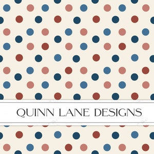 Red, White, and Blue 4th of July Seamless Pattern, Independence Days Polka Dot, Digital Pattern for Fabric Printing, Surface Pattern, PNG