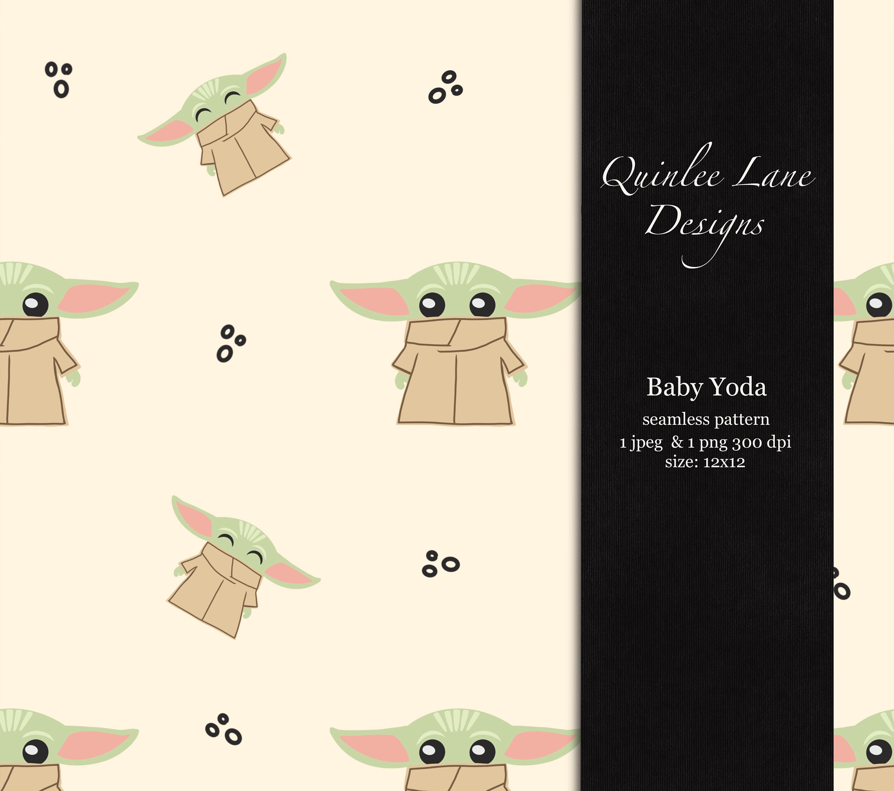 Baby Yoda Digital Fabric Seamless Pattern Star Wars Fabric Etsy UK