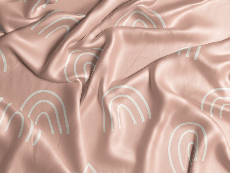 Sömlöst mönster med rosa regnbåge i pixie-stil, tyg för babyflicka, tapet (PNG, JPG) bild 4