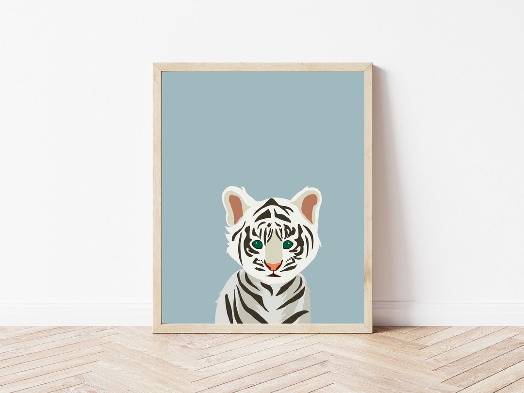 5 匹の赤ちゃんホワイト タイガーのデジタル プリント | 5 つの背景 | 保育園の動物 | 赤ちゃん動物の部屋の装飾 | 子供部屋 |  トラのアートワーク | 動物園の動物 - Etsy 日本, image size:1080x810
