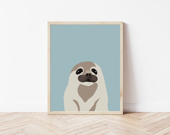 Babyzeehond kwekerij kunstafdruk | Minimalistisch puppydecor (digitale download)
