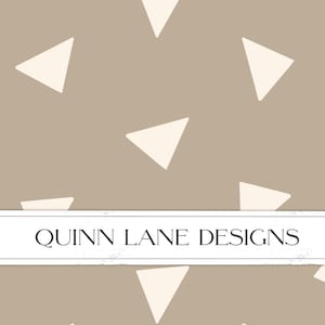 May include: A seamless pattern featuring white triangles on a light brown background. The text "QUINN LANE DESIGNS" is centred at the bottom of the image.