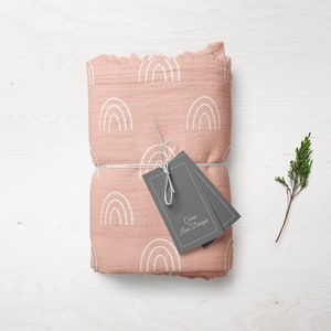 Sömlöst mönster med rosa regnbåge i pixie-stil, tyg för babyflicka, tapet (PNG, JPG) bild 2