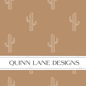 Patrón de superficie de cactus occidental, patrón minimalista de cactus sin costuras, Bonnie, patrón de cactus naranja quemado, uso comercial, descarga instantánea