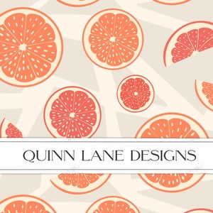 Grapefruit Seamless Pattern, Hand-Drawn Grapefruit Surface Pattern, Grapefruit Digital Download, For Fabric Printing, Commercial Use