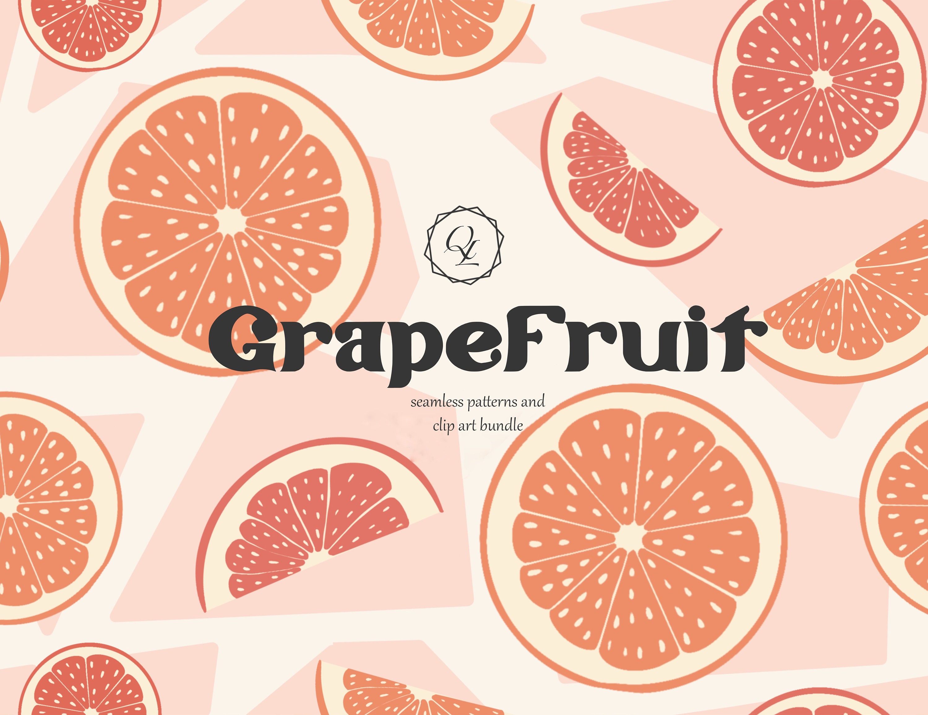 Grapefruit Seamless Patterns and Graphics Grapefruit PNG Etsy