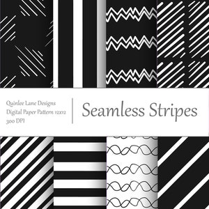 Black and White Seamless Stripes | Digital Paper | Seamless Stripes Fabric Pattern | Simple Striped Digital Paper | Commercial Use