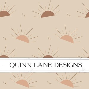 Boho Sun Seamless Pattern, Digital Download File, Surface Design, Fabric Design, Stationary Design, 12x12, Commercial Use, Minimalistic