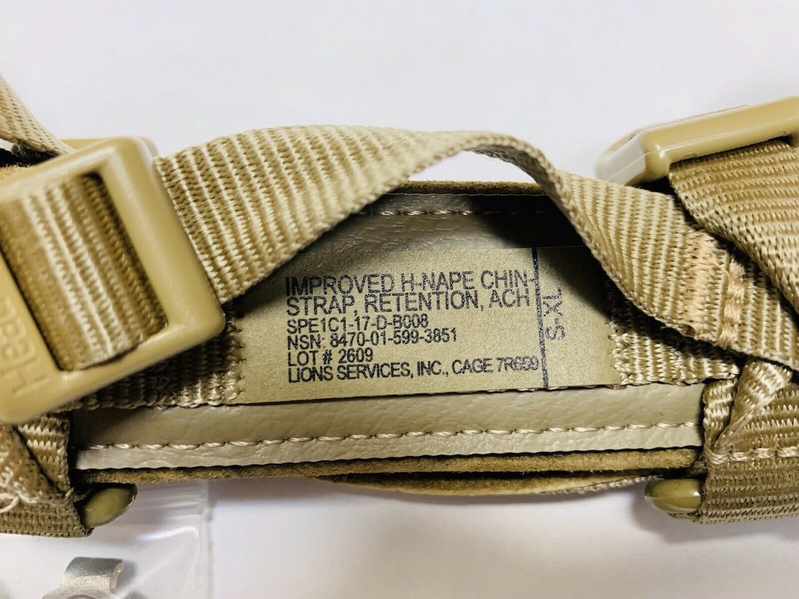 Army Issued Ach & Ech Helmet Improved Hnape Chin Strap Retention